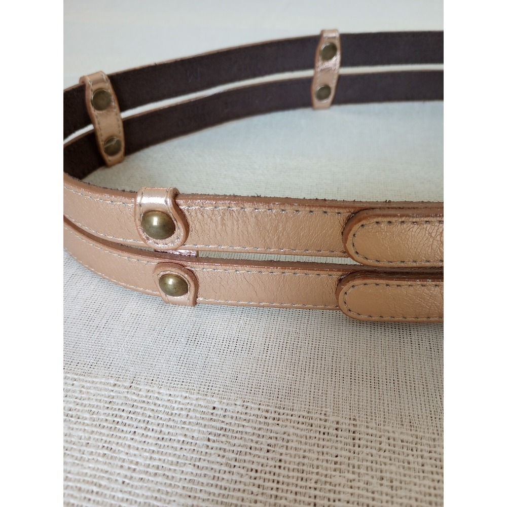 Abaco Paris Cuir Veritable Ladies Belt Made In France Size:M Metallic Pink - Picture 4 of 7